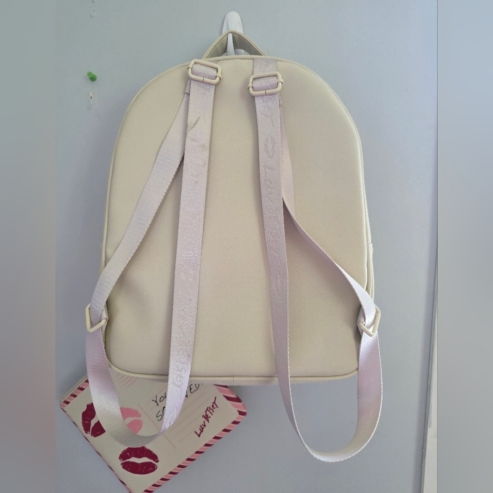 Betsey Johnson Purple and Cream Backpack Love Letters Design - Picture 4 of 10